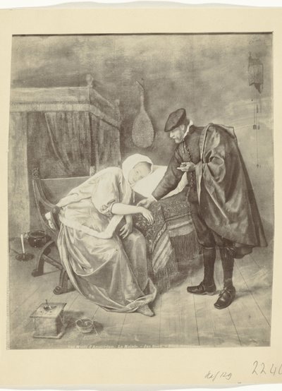 Photoreproduction of the painting The Sick Woman by Jan Steen by Anonymous