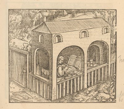 Francesco Petrarca Writing in His House by Anonymous