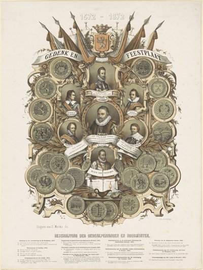 Commemorative and Festive Plate with Portraits of William I, Prince of Orange, His Sons Maurice and Frederick Henry, Princes of Orange, His Brothers Louis, Adolf and Henry, Counts of Nassau, and William Bloys van Treslong by Anonymous