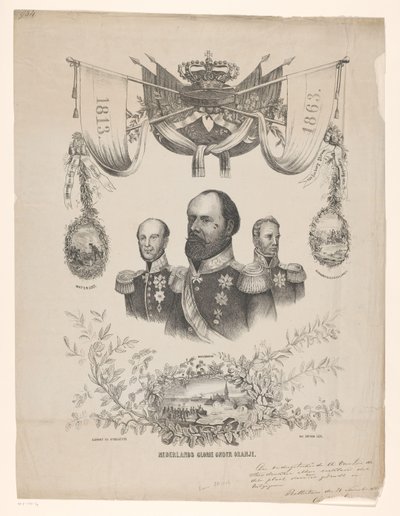 Commemorative Plaque for the 50th Anniversary of Dutch Independence with Portraits of Kings William I, II, and III by Anonymous