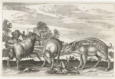 Goat and Pigs by Anonymous
