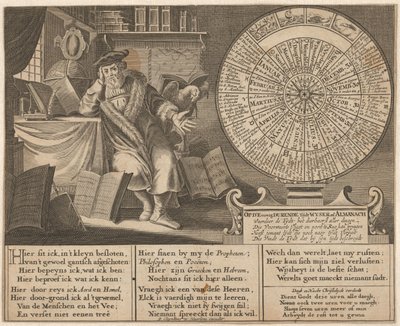 Scholar in His Study with a Perpetual Calendar by Anonymous