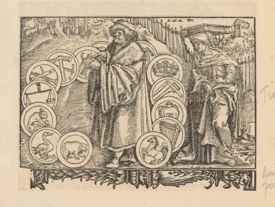 Scholar Surrounded by Emblems with Heraldry and the Personification of Wisdom by Anonymous