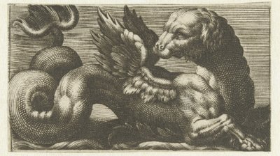 Winged Sea Monster with a Dog