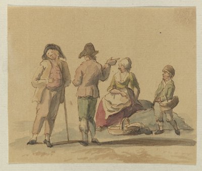 Group of Three Standing Men and One Seated Woman by Anonymous
