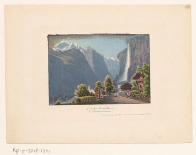 View of Staubbach and the Staubbach Waterfall (View of Staubbach in Lauterbrunnen) by Anonymous