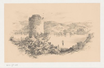 View of the Bosphorus with a Round Tower in the Foreground by Anonymous