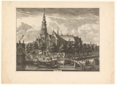 View of the Old Church in Amsterdam from the Oudezijds Voorburgwal (Old Church, title on object) by Anonymous