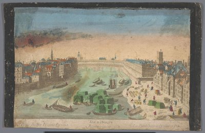 View of the Built Pont Notre-Dame over the Seine River in Paris by Anonymous