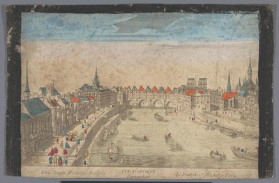 View of the Built-Up Pont Saint-Michel over the Seine River in Paris by Anonymous