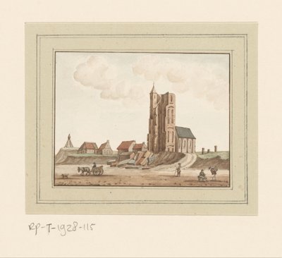 View of the collapsed tower at Egmond aan Zee by Anonymous