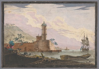 View of a Harbor with a Tower on the Waterfront by Anonymous