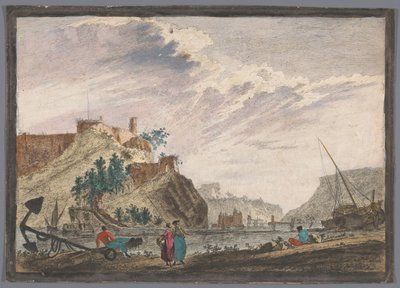 View of a Harbor with Rocks by Anonymous