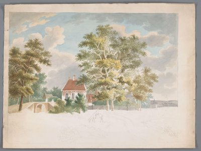 View of a House Between Trees on a Country Road by Anonymous
