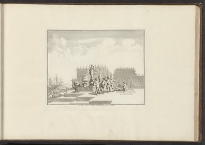 View of a Palace and Statues by the Waterfront in Genoa by Anonymous