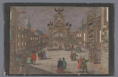 View of a Triumphal Arch with a Two-Headed Eagle and a Portrait Bust of Joseph II, German Emperor, in Frankfurt am Main by Anonymous