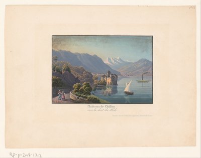 View of Chillon Castle Château de Chillon towards the Dent du Midi (title on object) by Anonymous