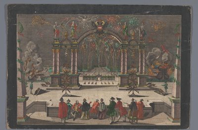 View of Fireworks and a Triumphal Arch with a Two-Headed Eagle and the Name of Joseph II, German Emperor by Anonymous