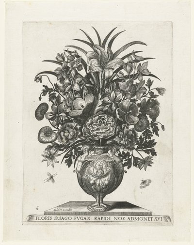Grotesque Vase with a Cherub and Garlands (Vases with Flowers) by Anonymous