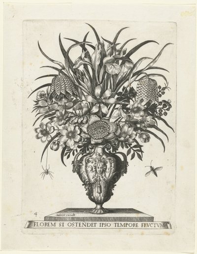 Grotesque Vase with Two Handles in the Shape of Goat Heads (Vazen met Bloemen) by Anonymous