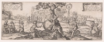 Guilot the Dreamer Asleep Under a Tree Amidst a Group of Monkeys (singerie) by Anonymous
