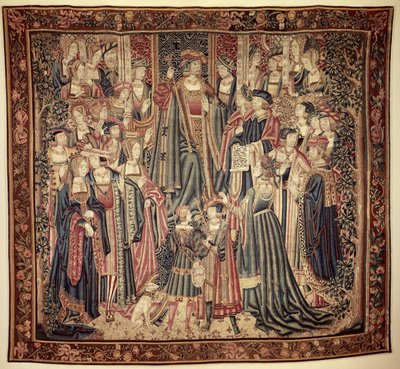 Court Scene with a Prince on the Throne, Surrounded by Courtiers by Anonymous