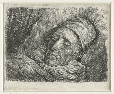 Head of an Old Man Lying in Bed by Anonymous