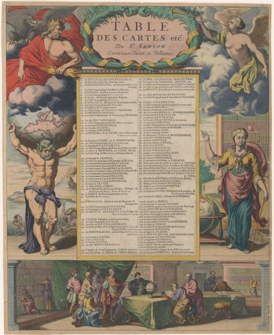 Table of Contents of the Atlas Nouveau by Nicolas Sanson by Anonymous