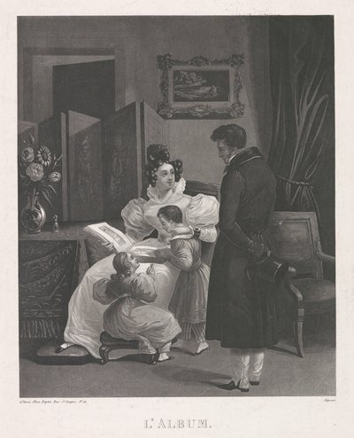 Interior with a Family Looking at a Print Album by Anonymous