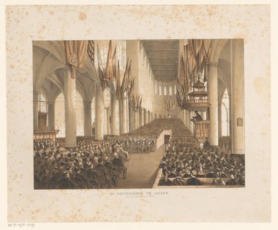 Interior of the Pieterskerk in Leiden during the third centenary of the university by Anonymous