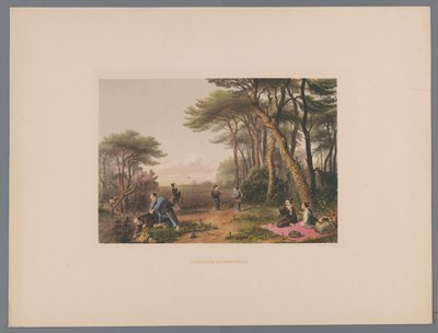 Japanese Men and Women Searching for Mushrooms by Anonymous