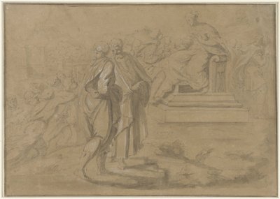 Young Man Giving a Chalice to a Woman on a Throne by Anonymous