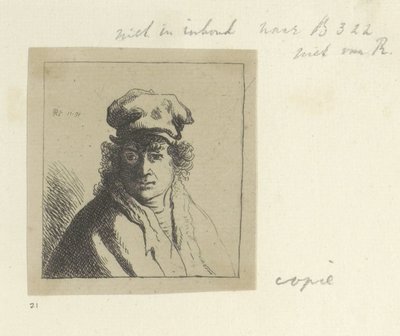Young man with curly hair and a cap by Anonymous