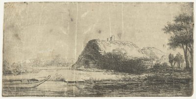 Canal with Farmhouse and a Boat by Anonymous