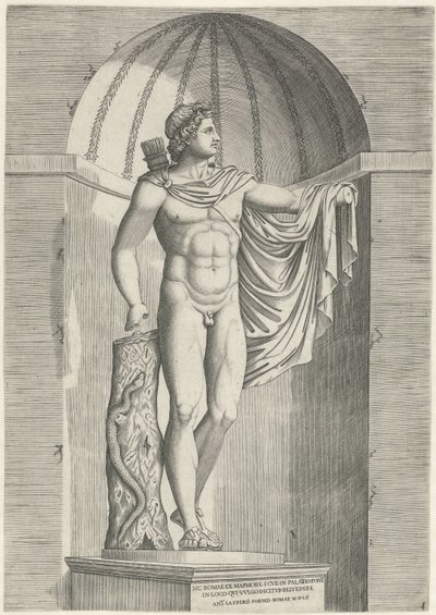 Classical Statue of Apollo Belvedere in Niche by Anonymous