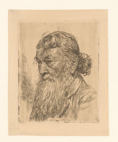 Head of an Old Man with Beard and Hair in a Knot by Anonymous