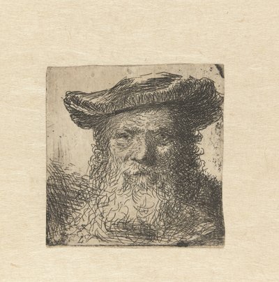 Head of an Old Man with Beard and Hat by Anonymous