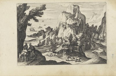 Coastal Landscape with a High Mountain (Landscapes with Figures) by Anonymous