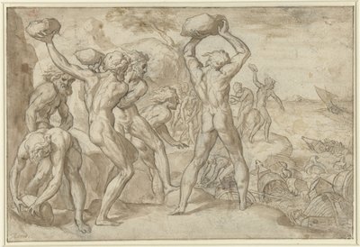 Laestrygonians Crushing the Fleet of Odysseus with Heavy Stones by Anonymous