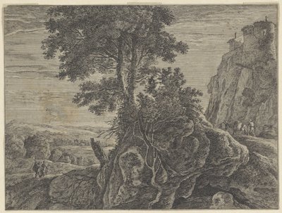 Landscape with a Building on a Rock by Anonymous