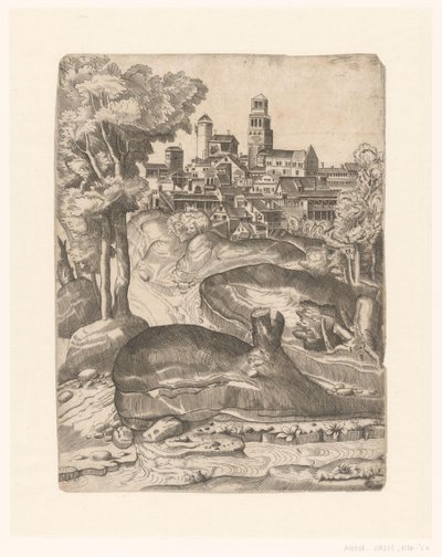Landscape with a River and a City on a Hill by Anonymous