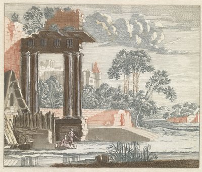 Landscape with Classical Ruins by the Water by Anonymous
