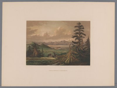 Landscape with Shimabara Bay and Unzen Volcano in the Background (Souvenir of Japan Views from Nature with Text by Count de Lijnden) by Anonymous