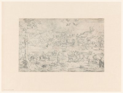 Landscape with Falconry on Herons by Anonymous