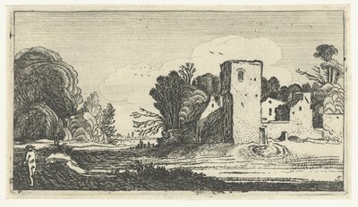 Landscape with Square Tower by Houses (Landscapes after Esaias van de Velde series) by Anonymous