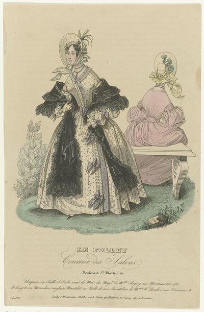 Le Follet, Courrier des Salons, ca. 1836, No. 520: Hat in Straw (...) by Anonymous