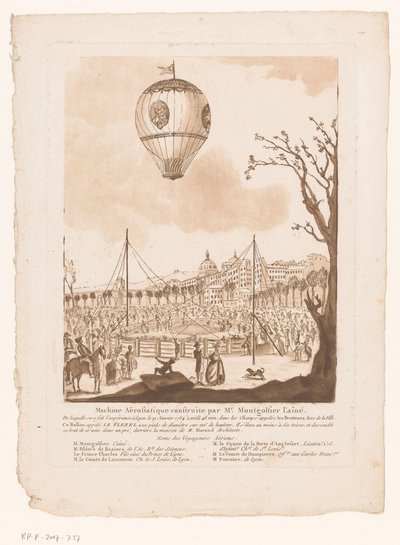 Balloon, Le Flezel, by Joseph-Michael Montgolfier the Elder Outside Lyon by Anonymous