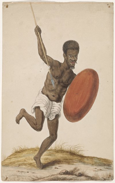 Malagasy Warrior with Assegai and Shield by Anonymous