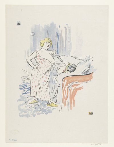 Man in Bed and Prostitute in Bedroom by Anonymous