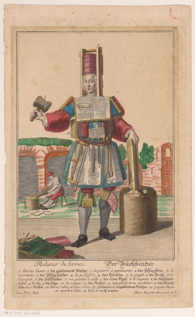 Man with a Costume of Bookbinding Tools by Anonymous